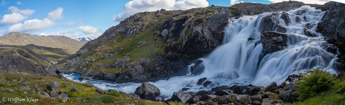 Wasserfall im Zufluss der Hellertjonne